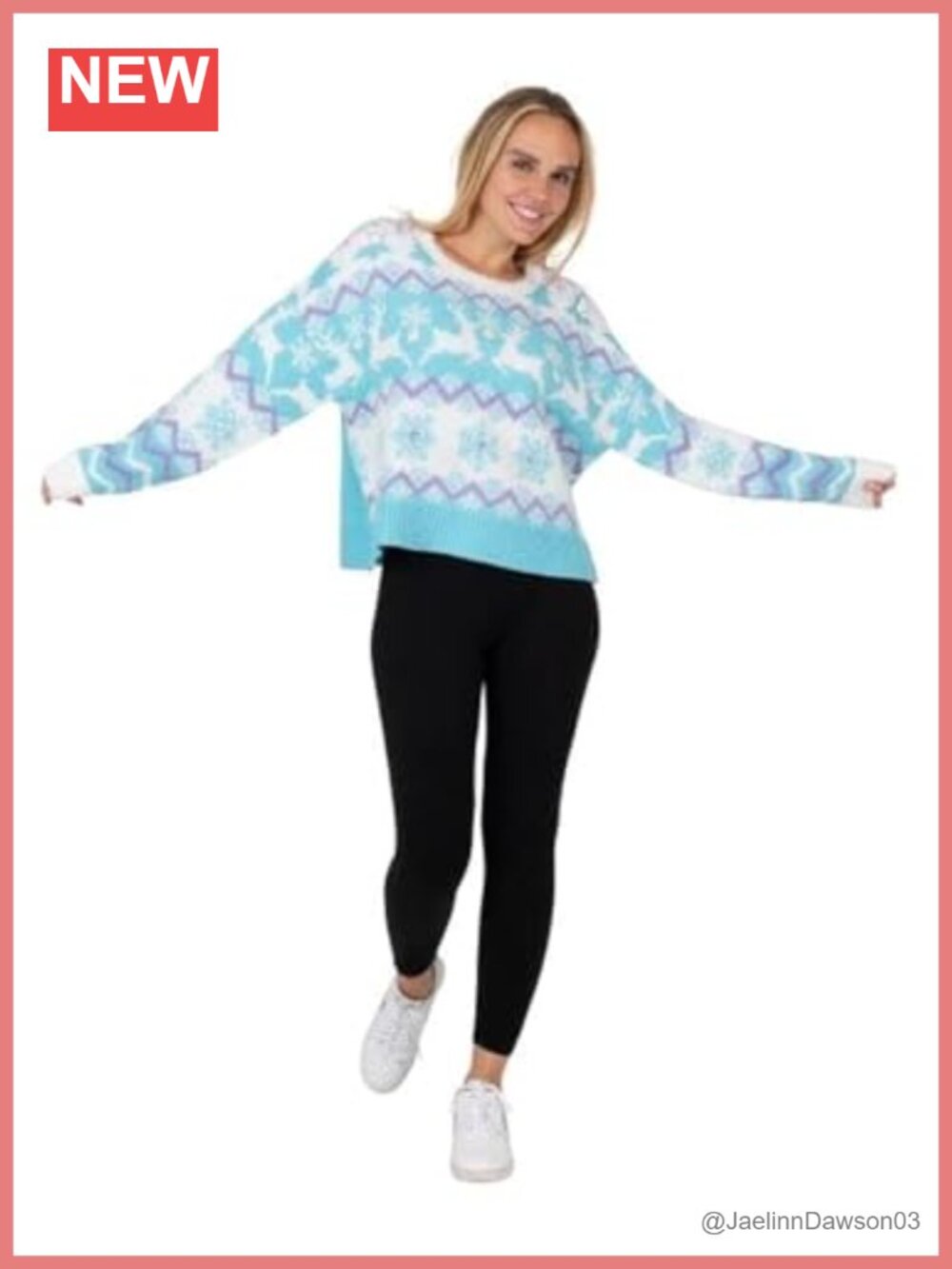 Fair Isle Snowflake Ugly Christmas Pullover Sweater Relaxed Crew Neck Long